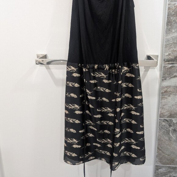 Melissa Nepton black dress feather print sleeveless summer lightweight XL - Picture 3 of 7